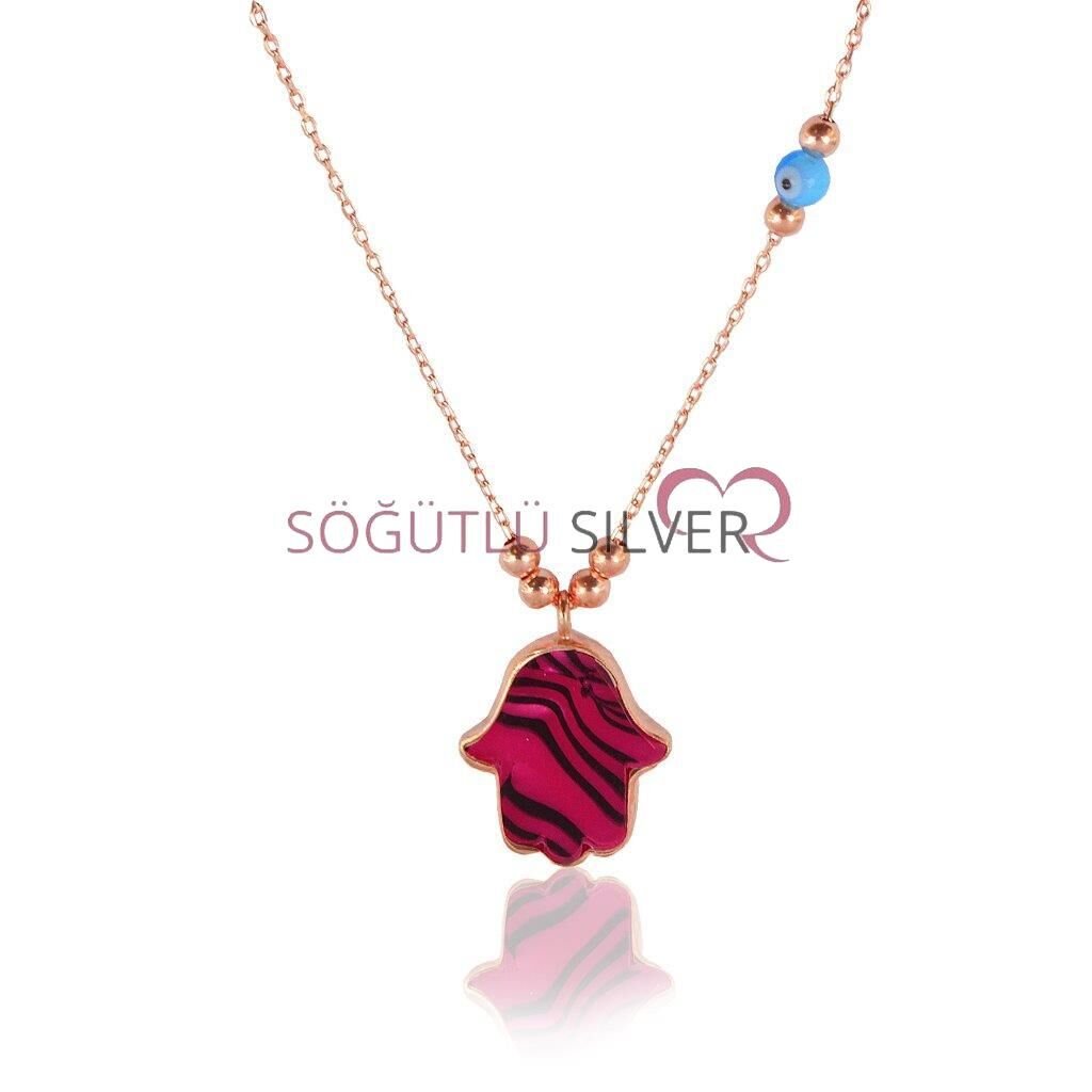 sedefli ve nazarlı fatma ana eli kolye SGTL5072