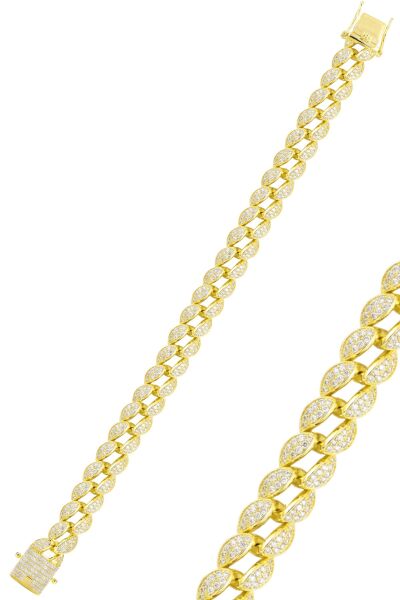 925 Ayar Gümüş Altın Kaplama Zirkon Taşlı İthal Gurmet Gümüş Bileklik SGTL13048GOLD