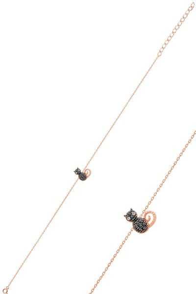 Gümüş rose onix taşlı kedi bileklik SGTL10280SYHKEDİ