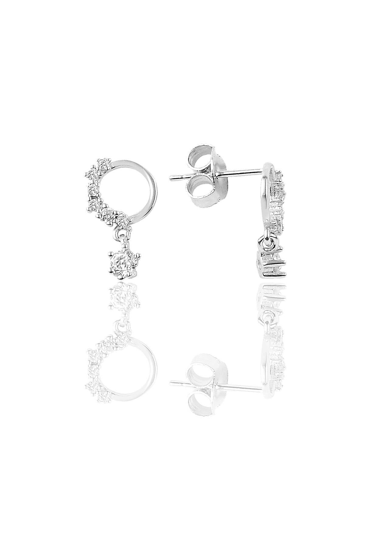 Gümüş taş sallantılı halka küpe SGTL9218