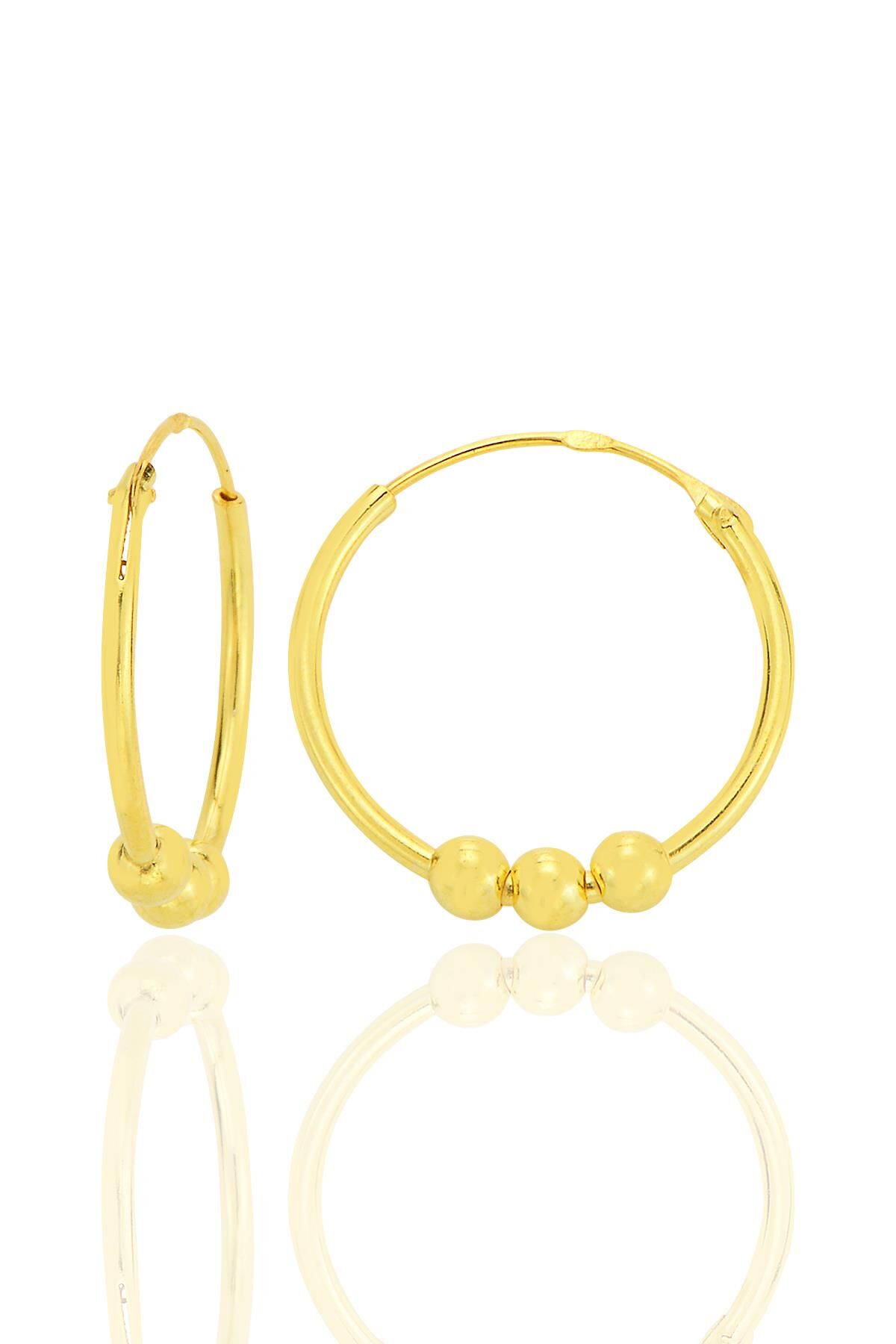 Gümüş altın yaldızlı 18 mm italyan toplu halka küpe  SGTL12757GOLD