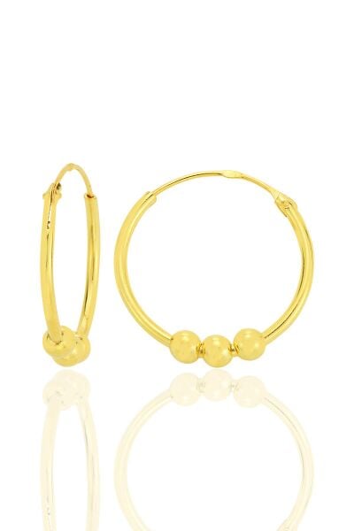 Gümüş altın yaldızlı 18 mm italyan toplu halka küpe  SGTL12757GOLD