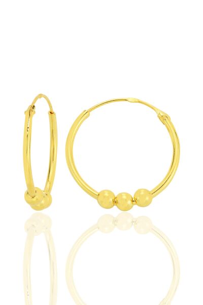 Gümüş altın yaldızlı 18 mm italyan toplu halka küpe  SGTL12757GOLD
