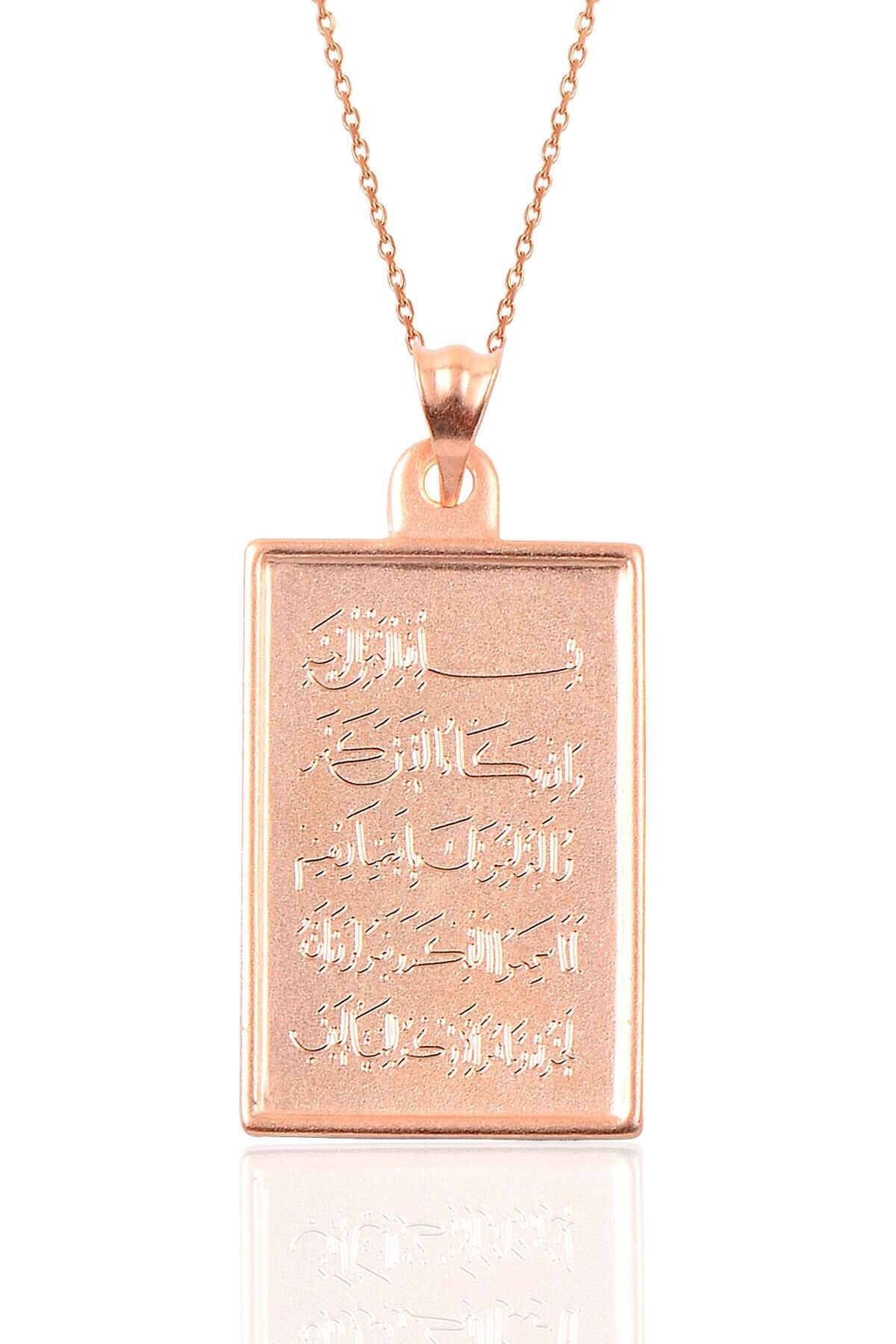 Gümüş nazar duası yazılı plaka kolye SGTL9071