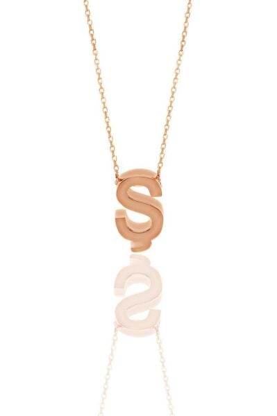 Gümüş rose üç boyutlu minimal  S  harf kolye SGTL11182S