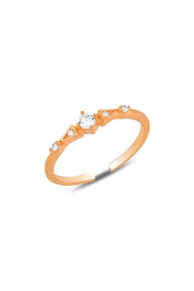 Gümüş rose zirkon taşlı alttan ayarlamalı yüzük SGTL12150ROSE