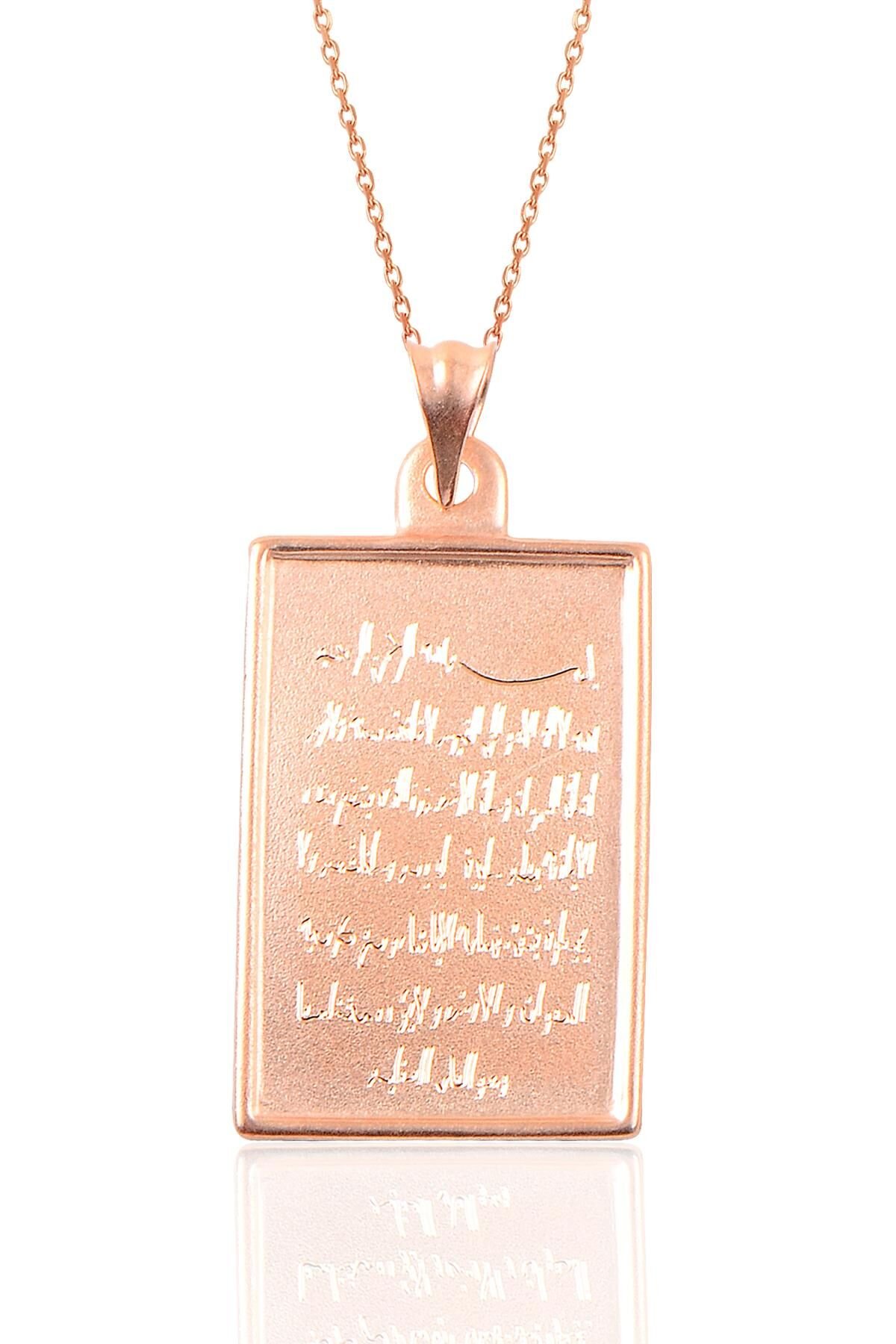 Gümüş Ayetel kürsü yazılı plaka kolye SGTL9073