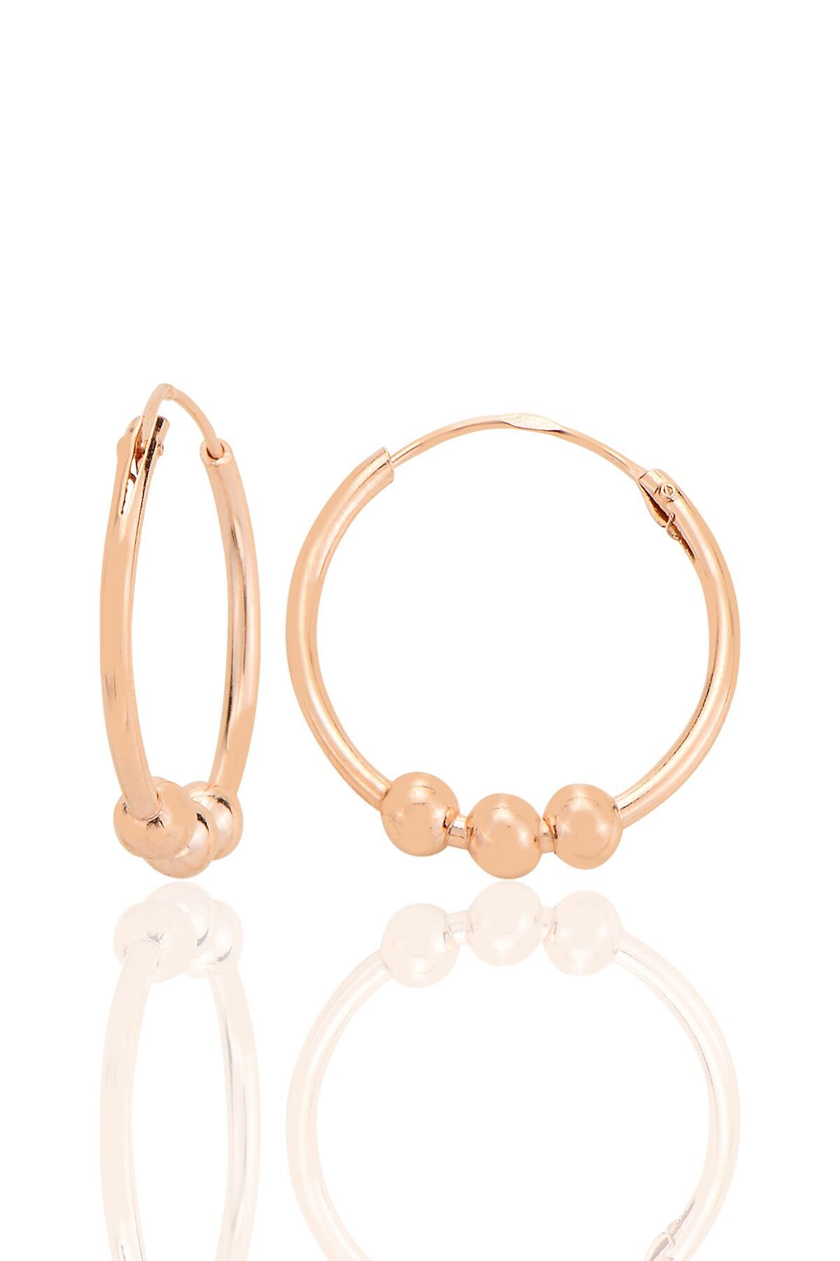 Gümüş rose 18 mm italyan toplu halka küpe  SGTL12757ROSE