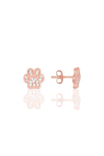 Gümüş rose zirkon taşlı pati küpe SGTL11707ROSE