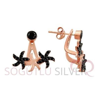 siyah taşlı deniz yıldızı sihirli küpe kupe8482