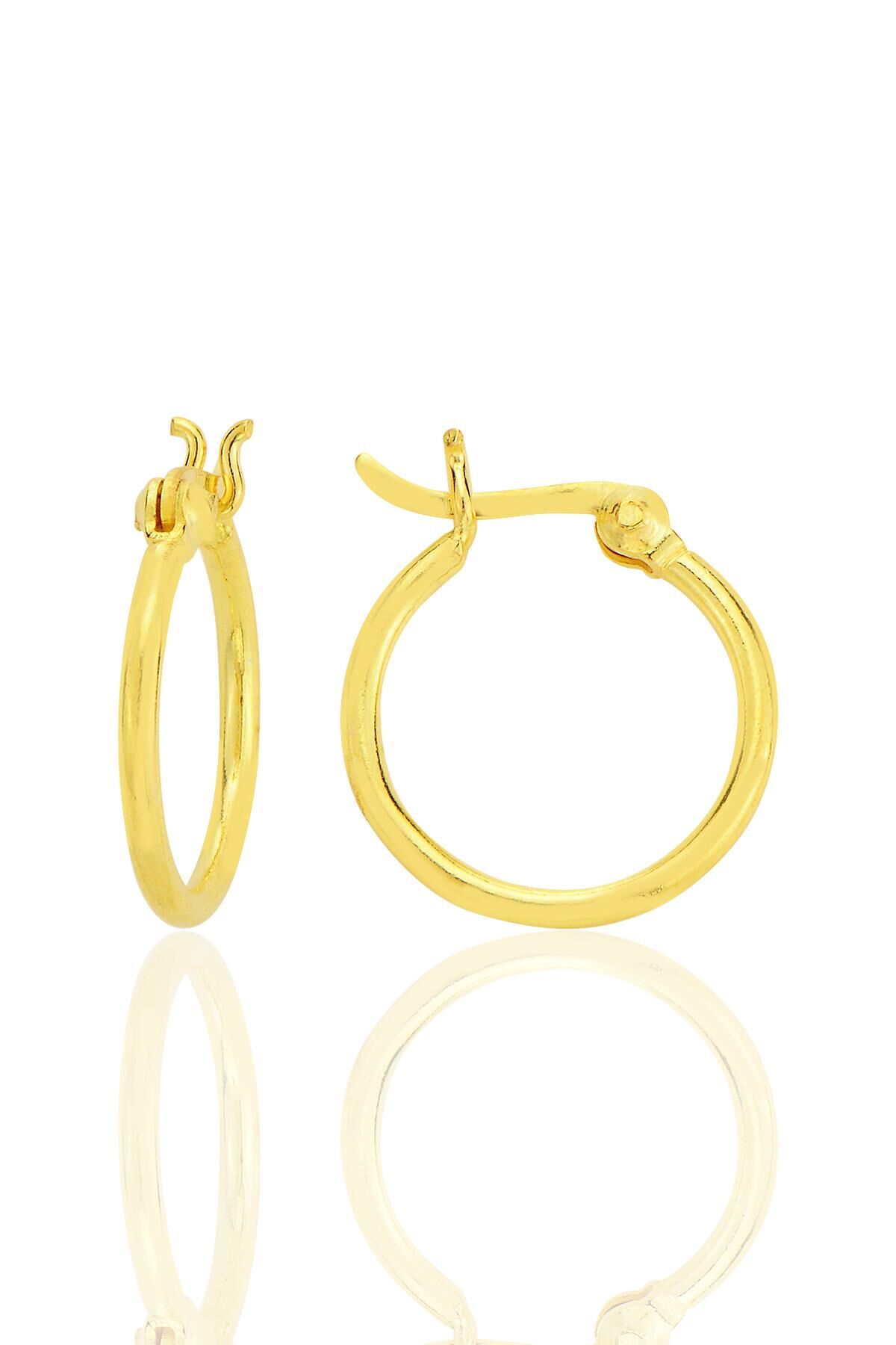 Gümüş altın yaldızlı 16 mm balta kilit şarnel halka küpe SGTL12758GOLD