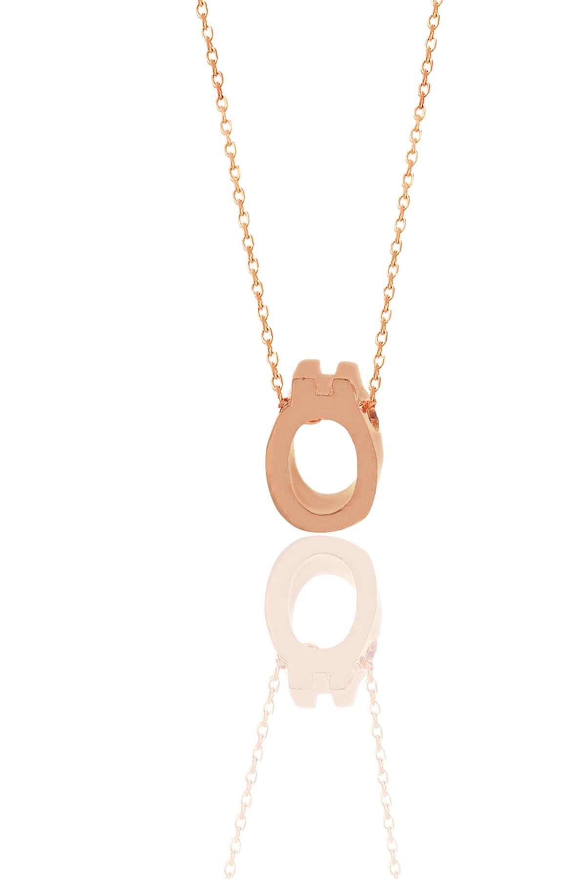 Gümüş rose üç boyutlu minimal  Ö  harf kolye SGTL11182OO