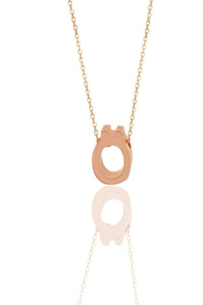Gümüş rose üç boyutlu minimal  Ö  harf kolye SGTL11182OO
