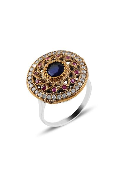 Gümüş safir taşlı otantik gümüş yüzük SGTL10656SAFIR