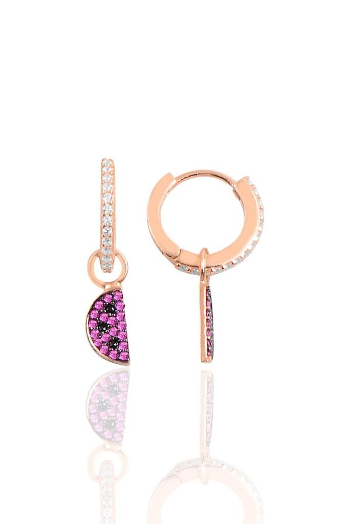 Gümüş karpuz halka küpe SGTL10782ROSE