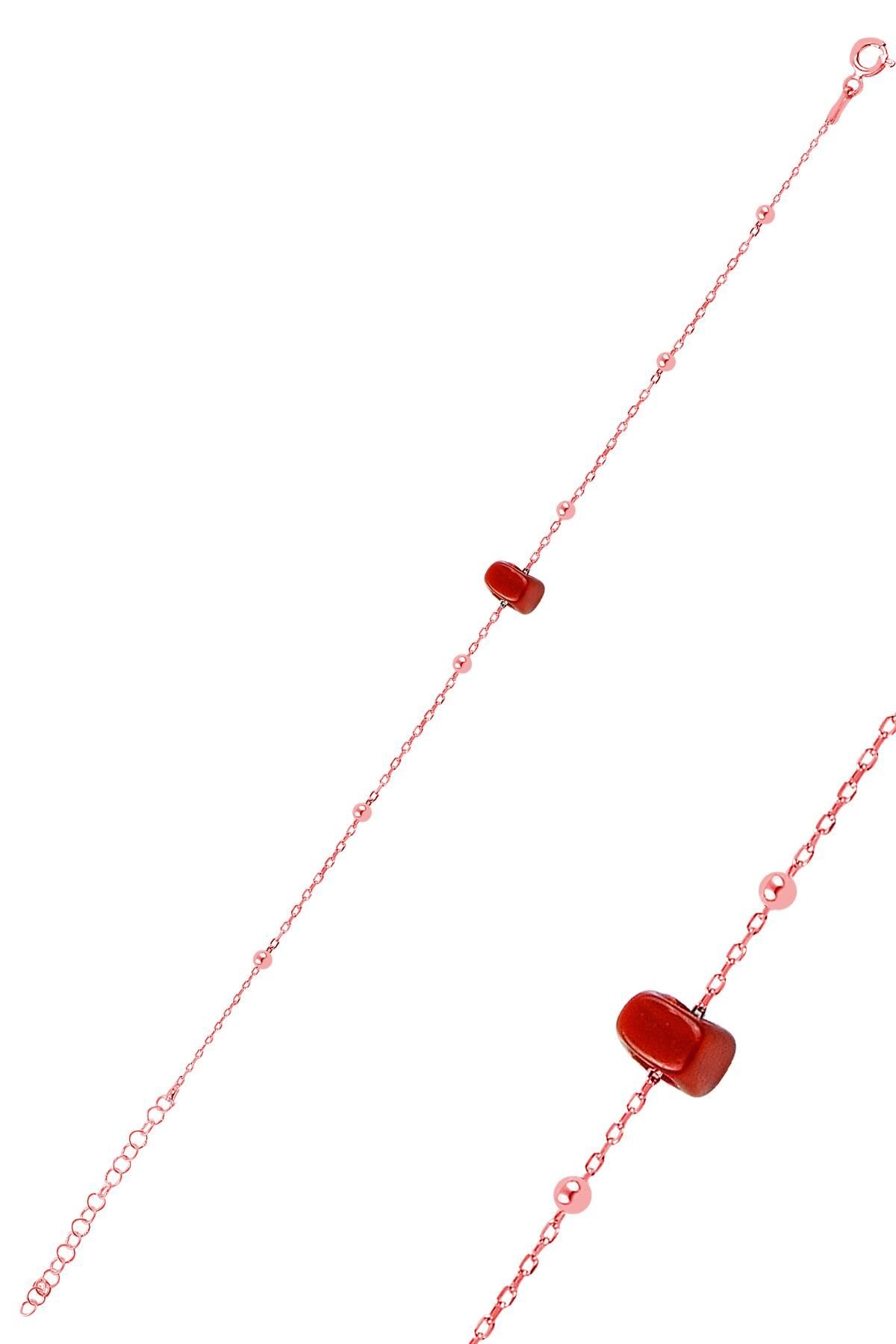 Gümüş mercan renkli top top halhal SGTL9719HALHALROSE