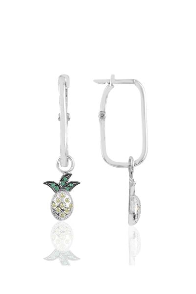 Gümüş rodyumlu ananas göçmen küpe SGTL10426RODAJ