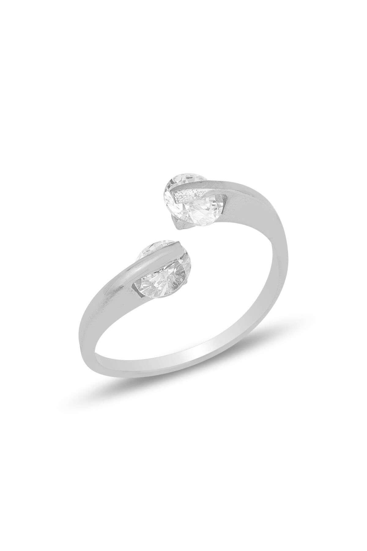 Gümüş rodyumlu zirkon taşlı üstten ayarlamalı yüzük SGTL11815RODAJ