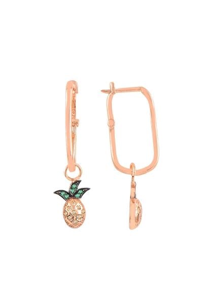Gümüş rose ananas göçmen küpe SGTL10426ROSE