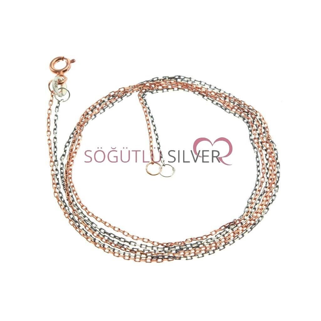 Rose Ve Oksitli Çift Zincir Kolye SGTL6364