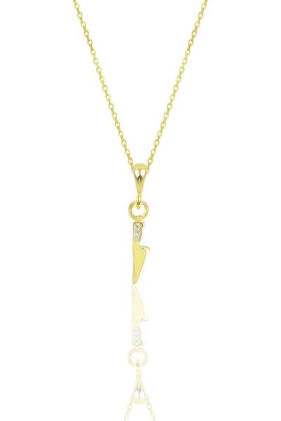 Gümüş altın yaldızlı zirkon taşlı bıçak modeli kolye SGTL11872GOLD