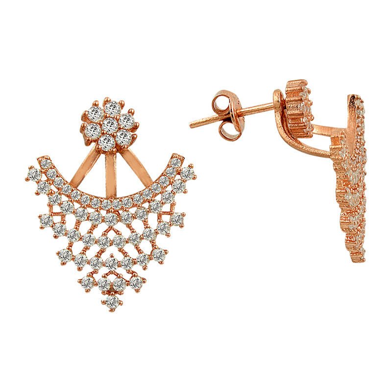 zirkon taşlı rose özel tasarım sihirli küpe SGTL2058