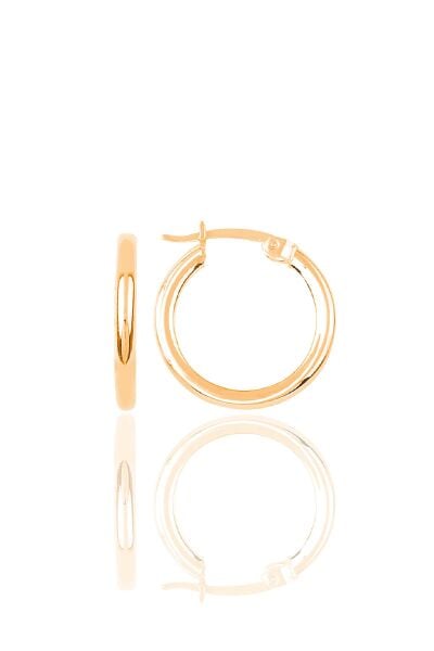 Gümüş rose 3 mm kalınlığında 25 mm halka küpe SGTL12290ROSE