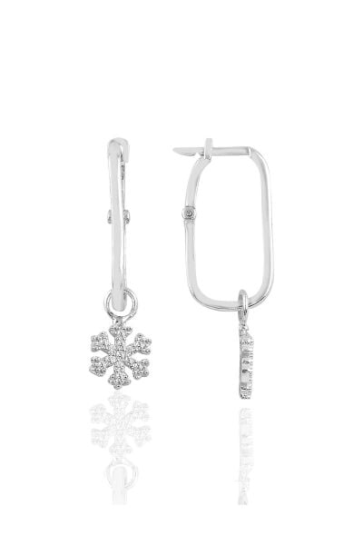 Gümüş rodyumlu kar tanesi göçmen küpe SGTL10428RODAJ