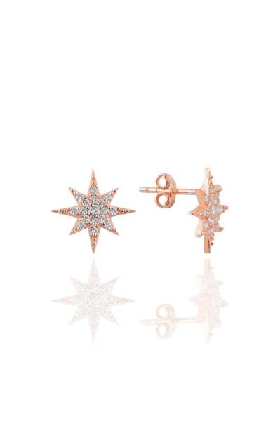 Gümüş kutup yıldızı modeli küpe SGTL10783ROSE