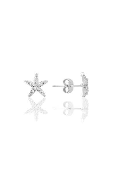 Gümüş zirkon taşlı deniz yıldızı modeli küpe SGTL9725RODAJ