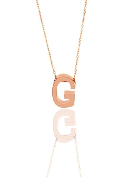 Gümüş rose üç boyutlu minimal   G harf kolye SGTL11182G