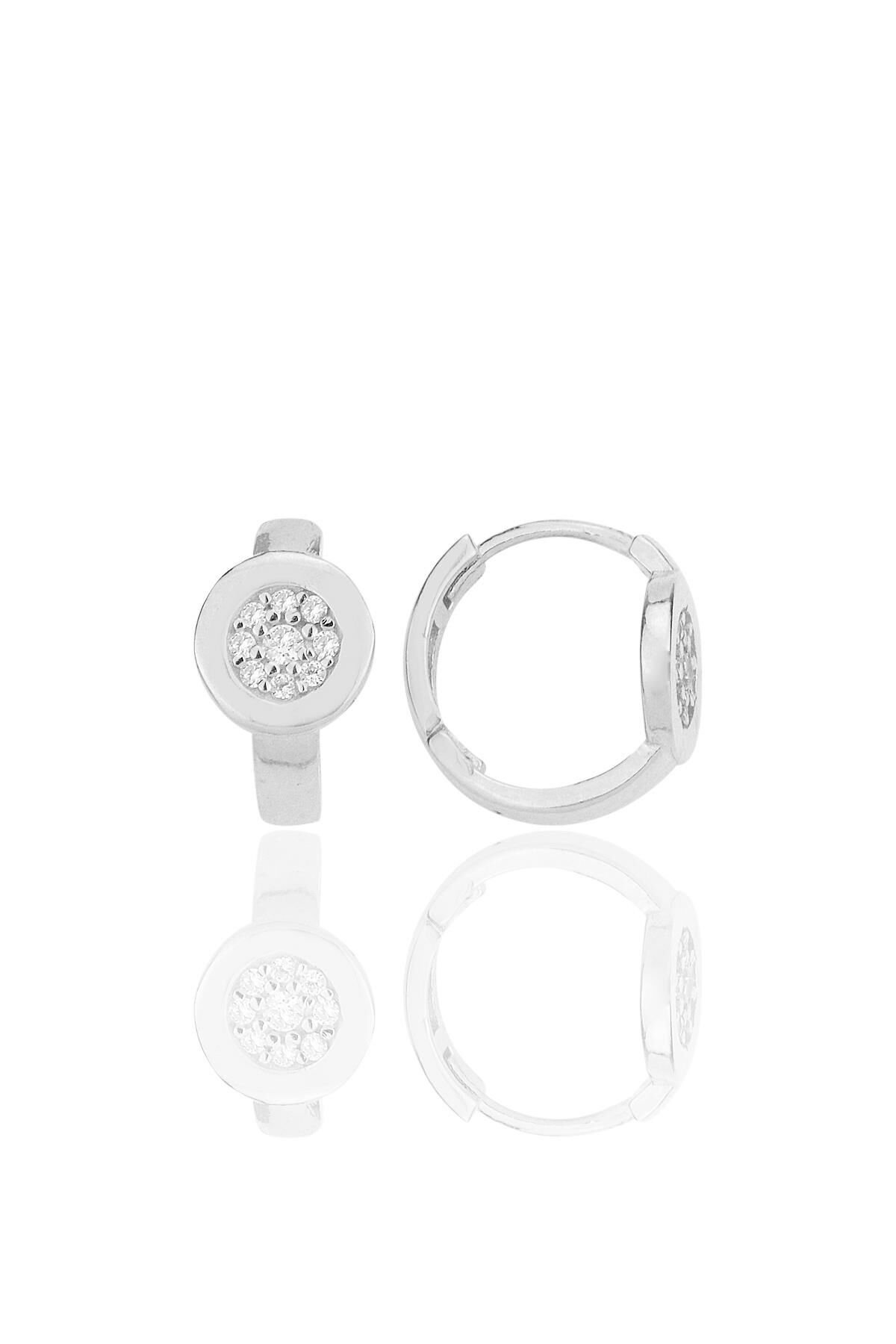 Gümüş rodyumlu zirkon taşlı halka küpe SGTL12262RODAJ