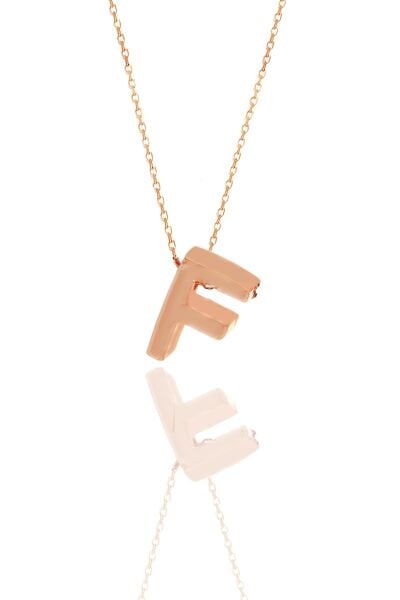 Gümüş rose üç boyutlu minimal  F  harf kolye SGTL11182F