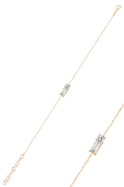 Gümüş rose baget kesim zirkon taşlı bileklik SGTL12067ROSE