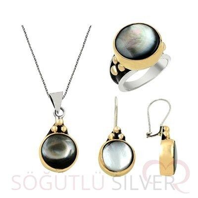 OTANTİK VE SİYAH SEDEF ÜÇLÜ SET set8502