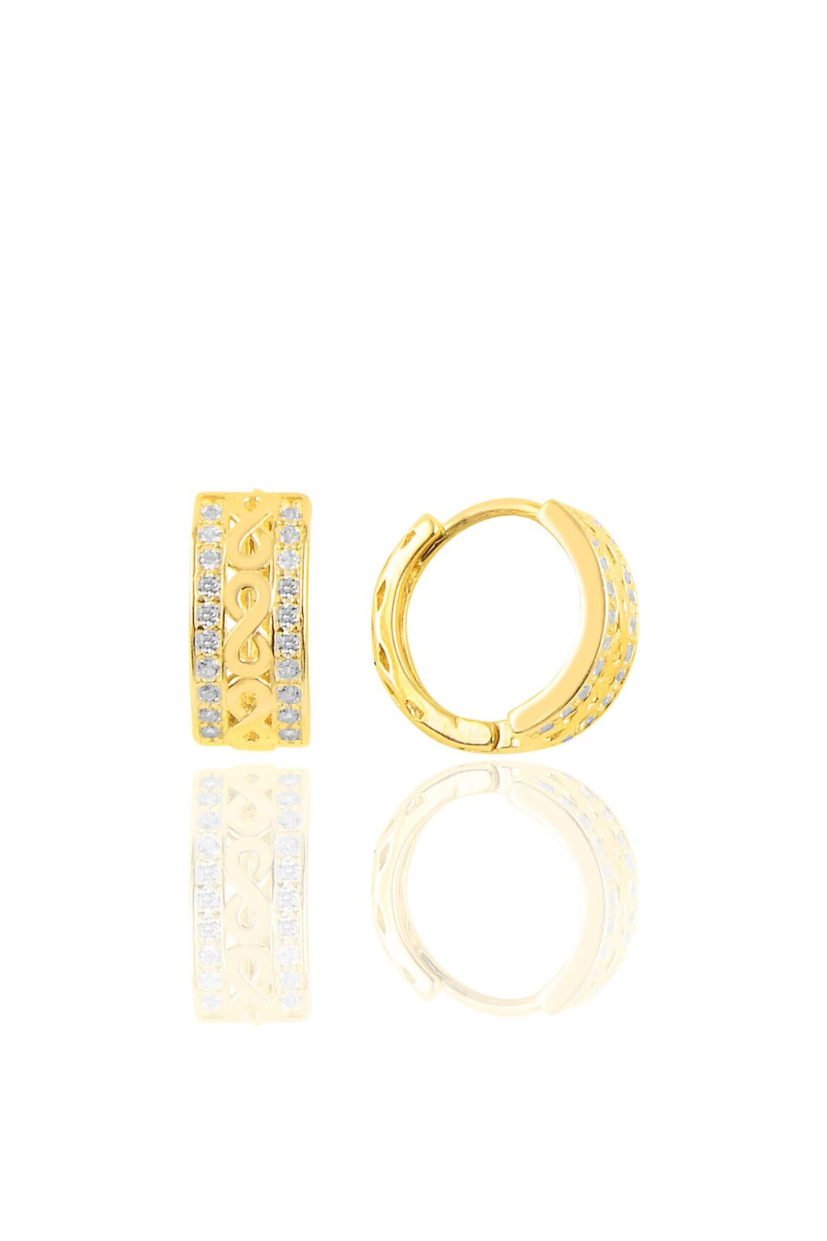 Gümüş altın yaldızlı sonsuzluk halka küpe SGTL10434GOLD