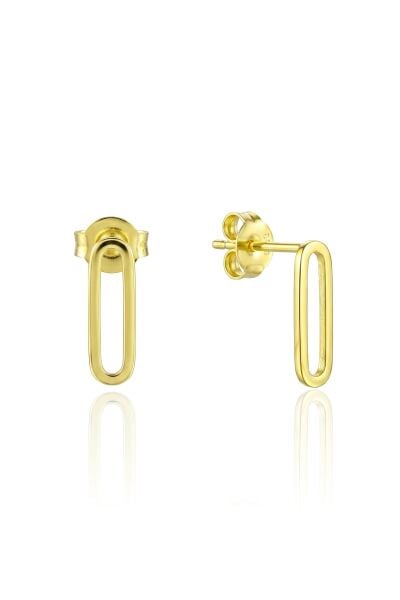 925 Ayar Gümüş Küpe Altın Kaplama Ataş (Ataç) Küpe Geometrik Minimal Çivi SGTL13402GOLD