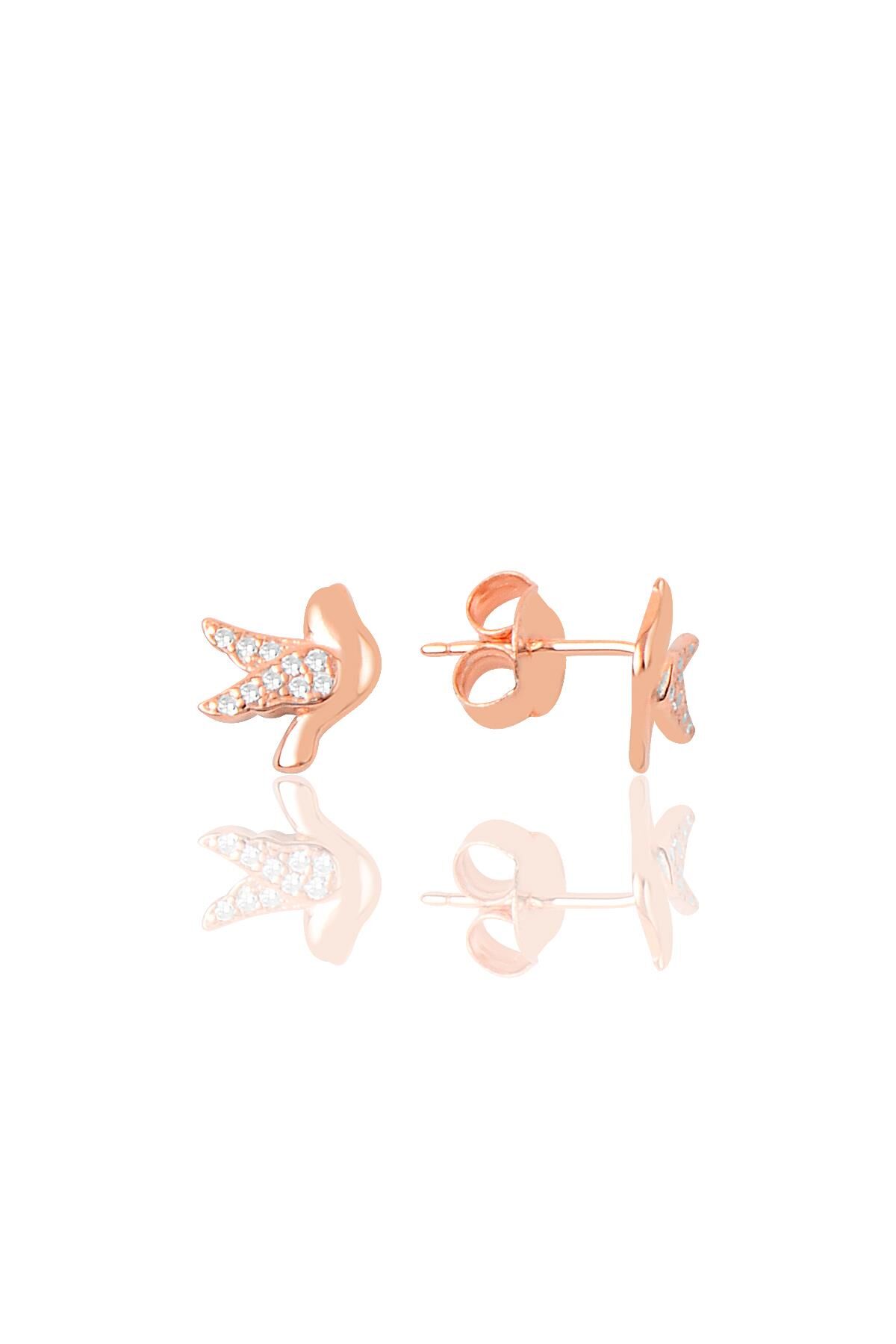 Gümüş mini güvercin modeli küpe SGTL9730ROSE