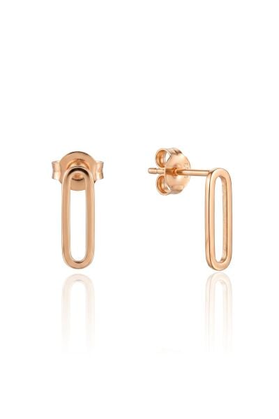 925 Ayar Gümüş Küpe Rose Kaplama Ataş (Ataç) Küpe Geometrik Minimal Çivi SGTL13402ROSE