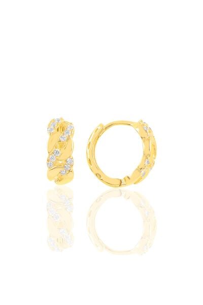 Gümüş altın yaldızlı zincir modeli halka küpe SGTL10435GOLD