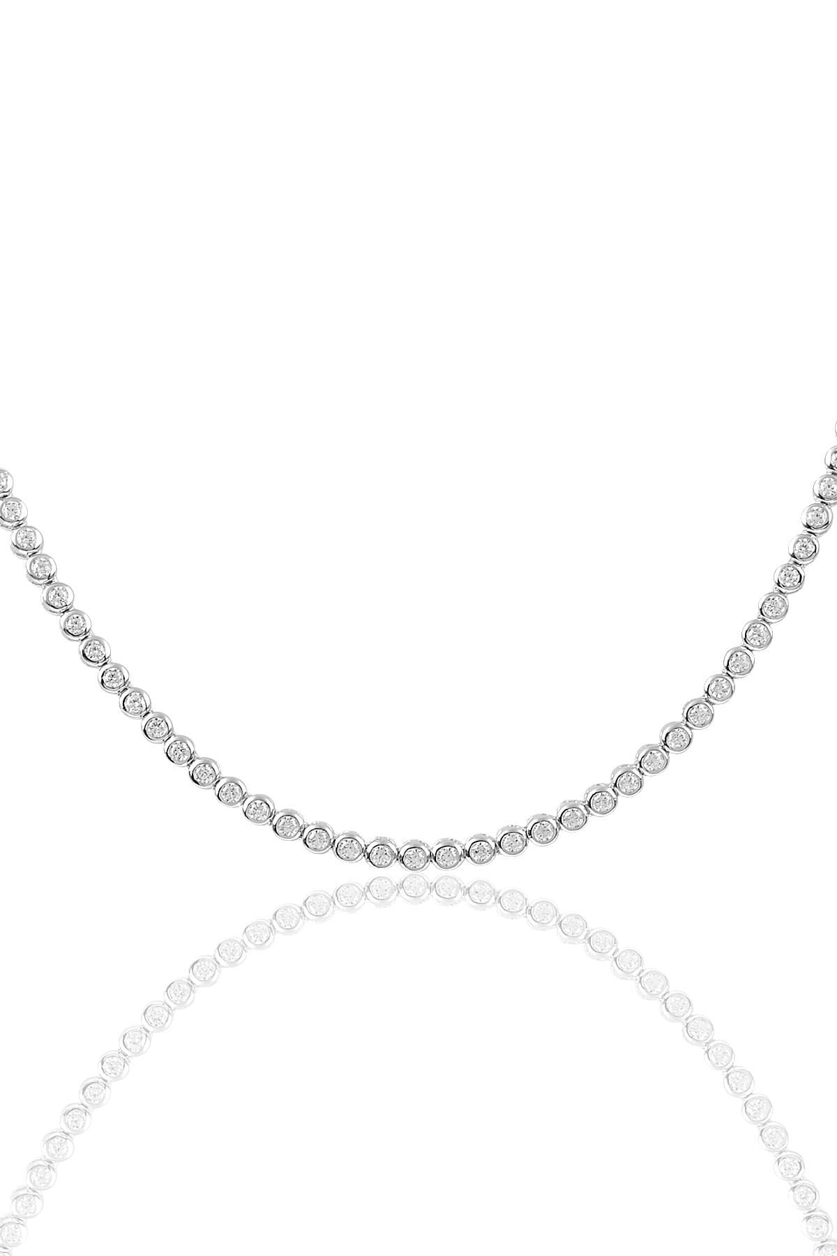 Gümüş pırlanta modeli su yolu kolye SGTL9089