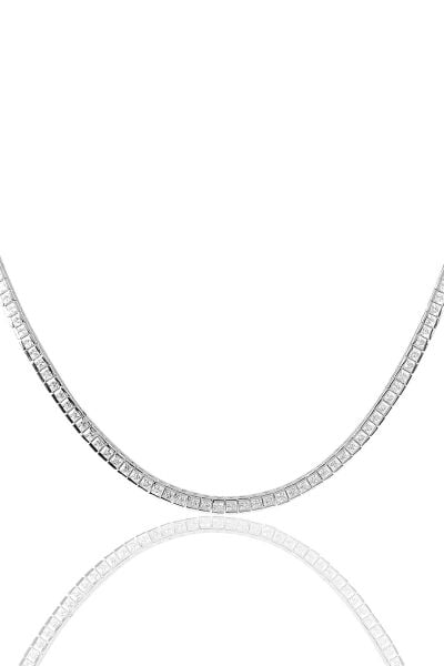 Gümüş baget taşlı pırlanta modeli su yolu kolye SGTL9090