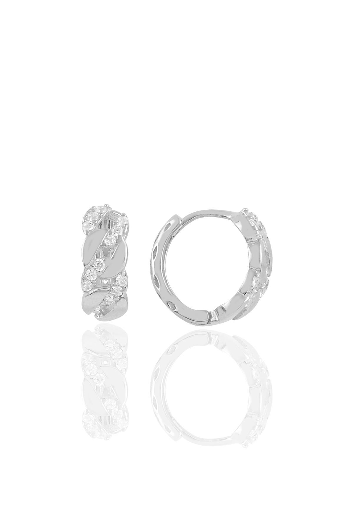 Gümüş rodyumlu zincir modeli halka küpe SGTL10435RODAJ