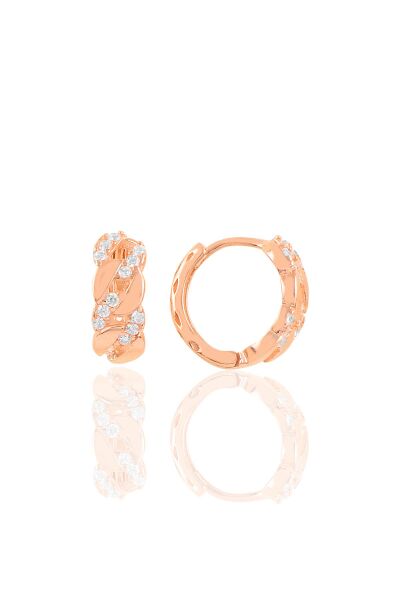 Gümüş rose zincir modeli halka küpe SGTL10435ROSE
