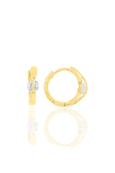 Gümüş altın yaldızlı tasarım  tek taşlı halka küpe SGTL10436GOLD