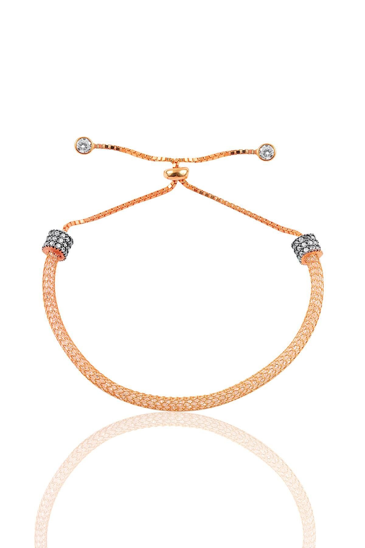 Gümüş rose  zirkon taşlı file bileklik SGTL10995ROSE