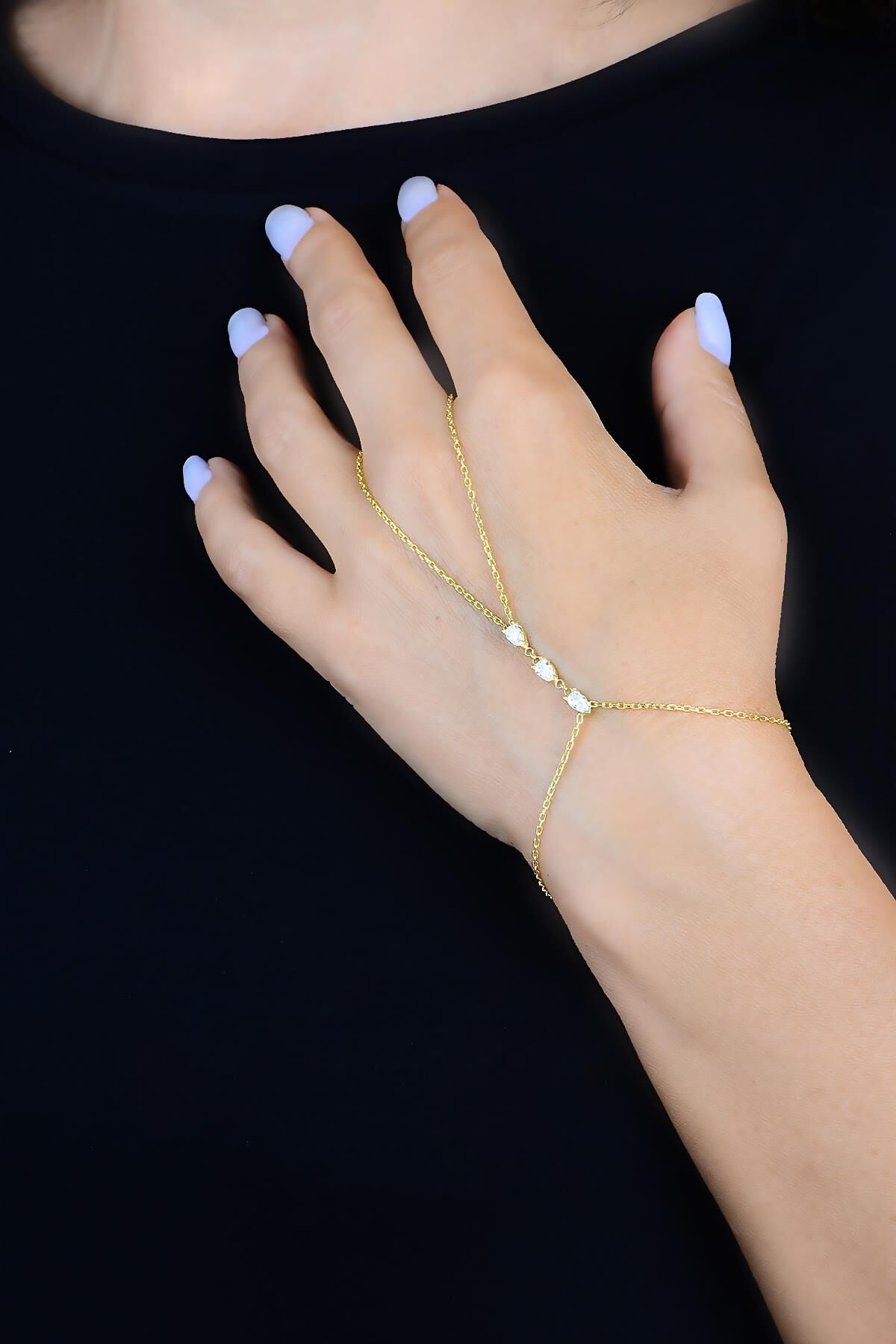 Gümüş altın yaldızlı damla kesim zirkon taşlı şahmeran SGTL11697GOLD
