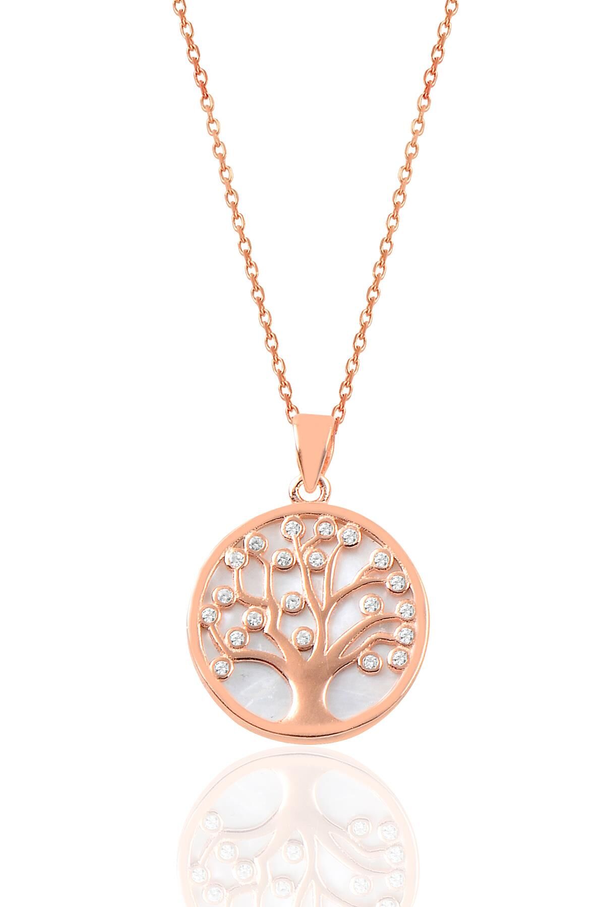 Gümüş sedef ve zirkon taşlı hayat ağacı kolye SGTL9094
