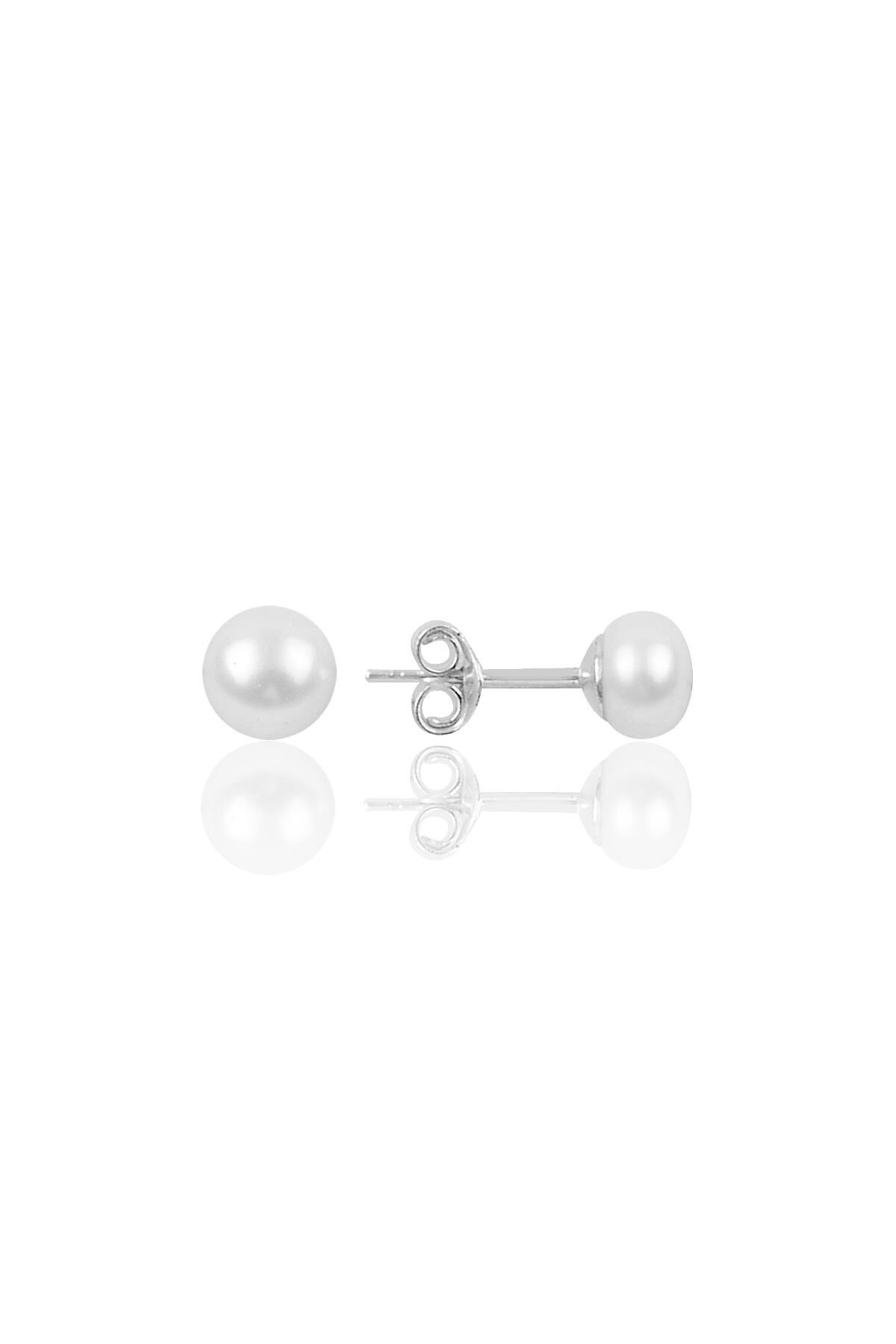 Gümüş 6 mm inci taşlı küpe SGTL9735