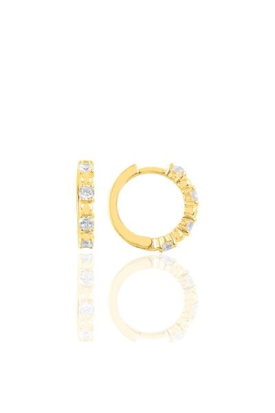 Gümüş altın yaldızlı taşlı halka küpe SGTL10437GOLD